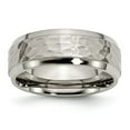 thumbnail image 1 of Grey Titanium Ring Band Wedding Beveled Comfort 8mm Edge, Hammered and Polished, 1 of 6
