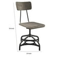 thumbnail image 6 of Metal Adjustable Side Chairs with Wooden Swivelling Seats and Open Backrest, Gray, Set of Two- Saltoro Sherpi, 6 of 6