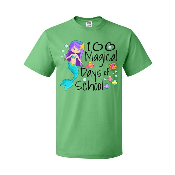 Inktastic 100 Magical Days of School with Blue Mermaid and Fish T-Shirt