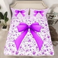 thumbnail image 2 of Feelyou Dreamy Purple Bowknot Full Size Sheets for Kid, Spring Flower Floral Bed Sheets, Western Fashion Style Sheet Sets, Lightweight Room Decor, 4-Piece, 2 of 7