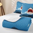 thumbnail image 4 of Manfei Kawaii Shark Twin Quilt Set, Sea Cartoon Animal Twin Coverlet Set, Blue, 2pcs, 1 Bedspread and 1 Pillowcase, 4 of 7