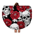 thumbnail image 1 of SIDONKU 60 inch Round Beach Towel Blanket Colorful Skull Flowers Peony Gold Tattoo Rock and Roll Travel Circle Circular Towels Mat Tapestry Beach Throw, 1 of 2