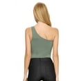 thumbnail image 4 of Women's One Shoulder Basic Tank Top Bodysuit, Smoky Olive, 4 of 4