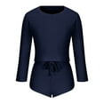 thumbnail image 4 of qolati Women's Tow Piece Outfits Fall Casual Waffle Knit Long Sleeve Lounge Sets Casual Top and Shorts Tracksuits, 4 of 6