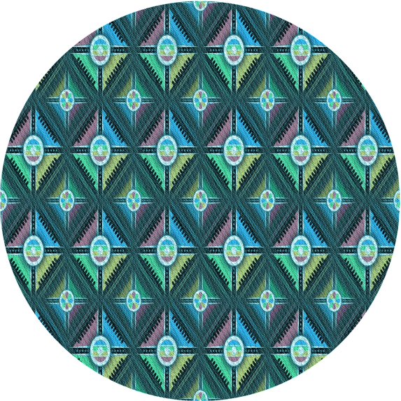 Ahgly Company Machine Washable Indoor Round Transitional Dark Blue Grey Blue Area Rugs, 6' Round