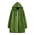 thumbnail image 6 of Women Hoodie Jacket Sevevn Hooded Full Zip Longline Fit Fleece Fabric Side Snap Buttons Side Pockets Long Sleeve Outerwear For Daily Casual Wear, 6 of 9