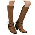 thumbnail image 3 of Herrnalise Large Size Women's Boots With Thick Heel British High Lace-Up Knight Boots Flash picks, 3 of 6