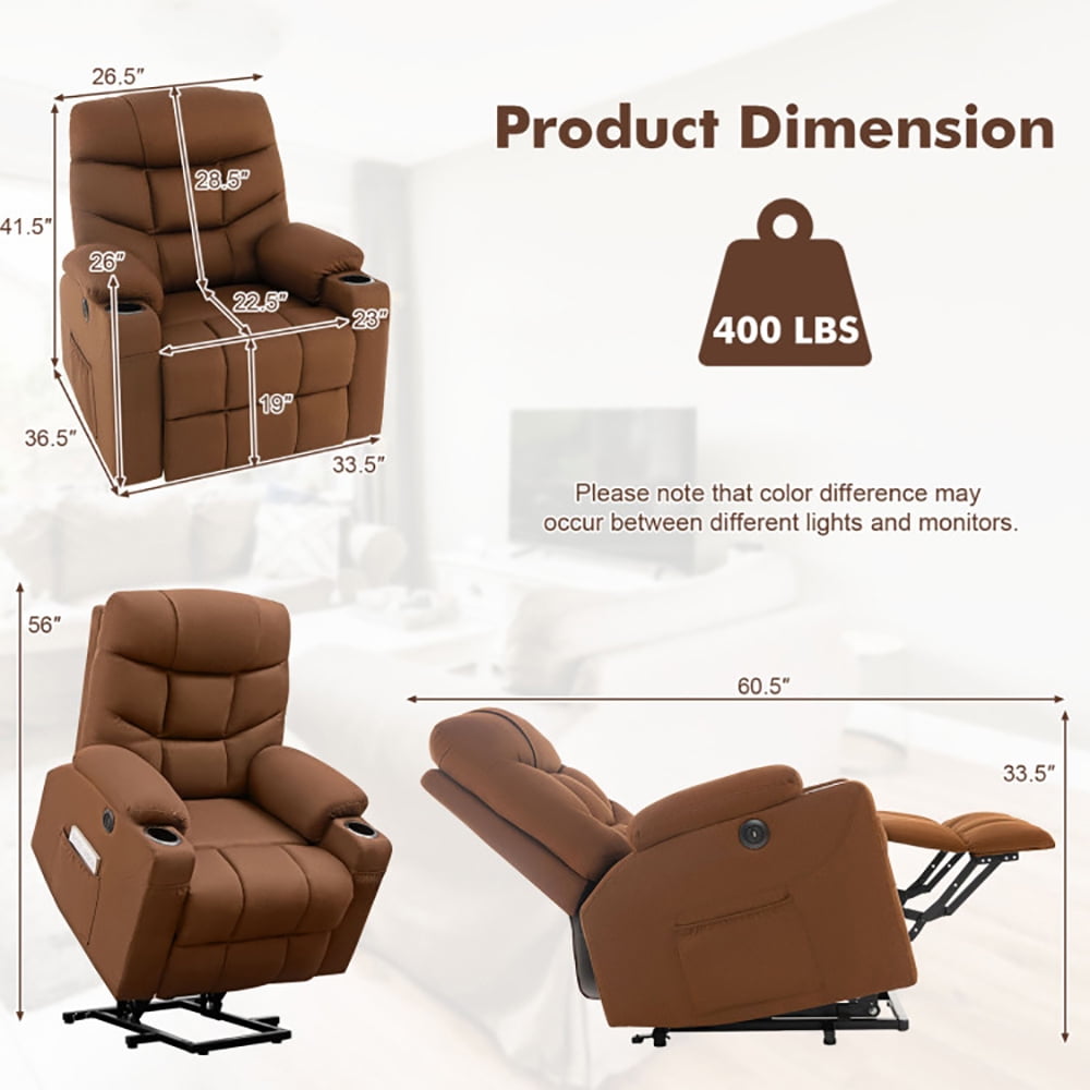 Finihen Electric Power Lift Massage Recliner, Electric Power Lift Recliner Chair with Adjustable Backrest and Footrest, for Living Room, Bedroom, Brown Finihen Electric Power Lift Massage Recliner, Electric Power Lift Recliner Chair with Adjustable Backrest and Footrest, for Living Room, Bedroom, Brown
