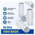 thumbnail image 3 of 12-16 Gallon Clear Trash Bags, 24" x 31" High-Density Garbage Can Liners, 6 Micron, Unscented, Bulk Pack of 1000, for Indoor/Outdoor Use, 3 of 6