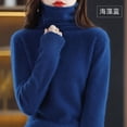 thumbnail image 3 of Suéter de cachemira de visón con cuello alto, jersey para mujer, otoño/invierno 2023, suéter de punto, parte inferior suelta, top básico de moda, 3 of 5