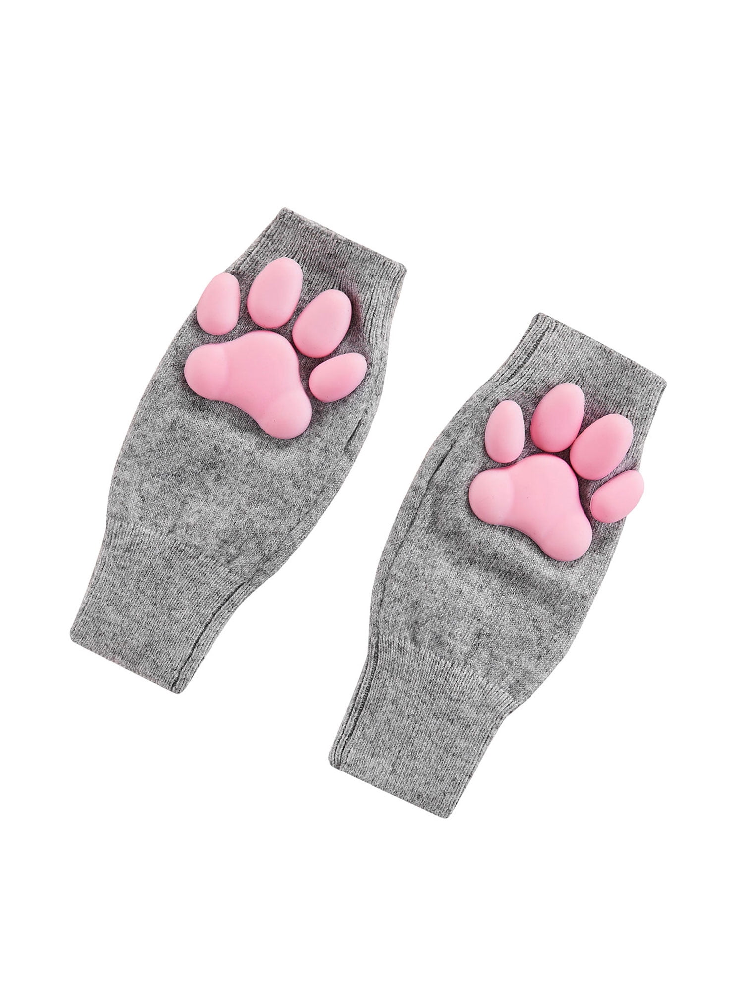 New Women Ladies Fingerless Fur Winter Warm Bear's Paw Mitten Gloves 