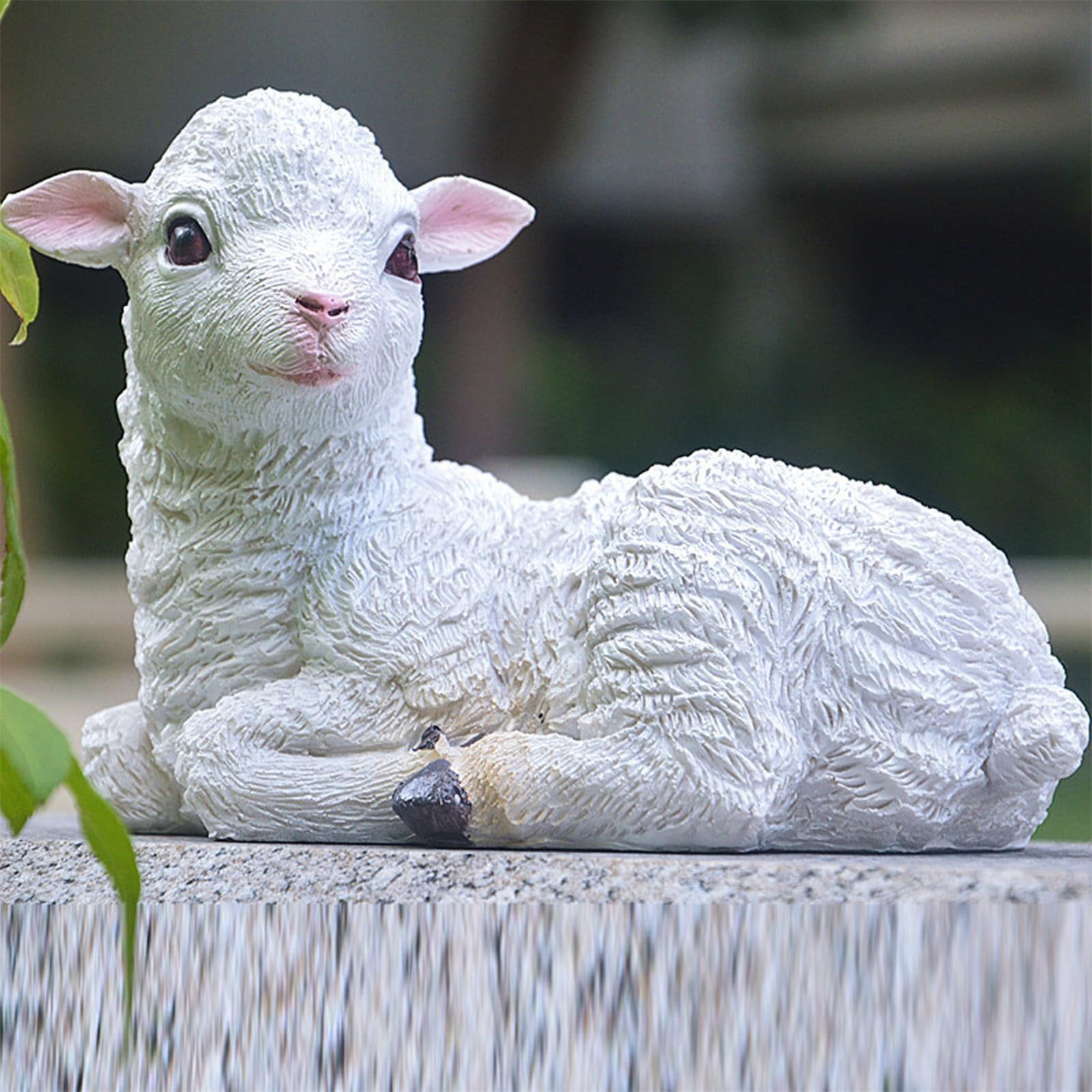 GQDIN Lifelike Resin Lamb Statue for Outdoor Decor - Farmhouse Animal Sculpture for Garden, Patio, Indoor Display | Weather-Resistant Art Craft for Terrace,Porch,Wall |Rustic Decor,7" tall