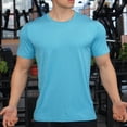 thumbnail image 4 of Mens Short Sleeve Muscle T-Shirt Bodybuilding Athletic Training Tee, Muscle Fit Crew Neck Fitness Top, Quick Dry 4-Way Stretch Performance Base Layer Solid Color, 4 of 7