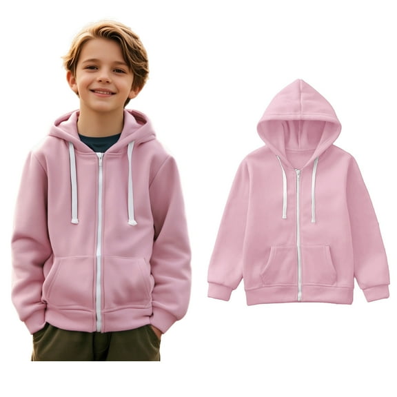 Hoodie Pink Full Zipper Hoodie Long Sleeve Pullover Hoodie Sweatshirt Warm Fall Winter Clothes Boys 5-6 Years Clothes Boys Girls Fashion