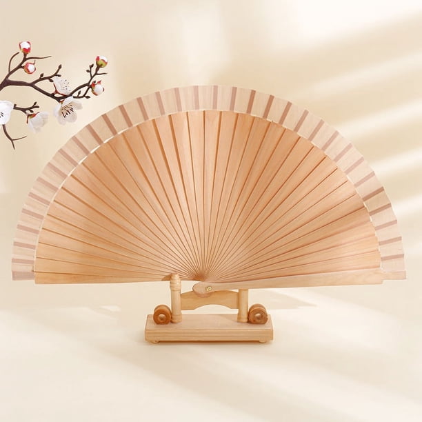 Abanico plegable de madera simple Abanico plegable clásico de color sólido para mujer Abanico plegable