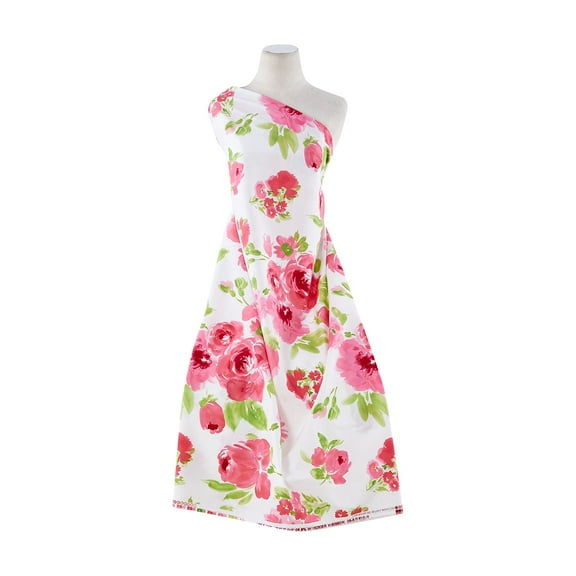 Zelouf St Poplin Print  , Sewing, DIY, Crafts Fabric by the Yard, 137 Wht/coral, 3 Yard