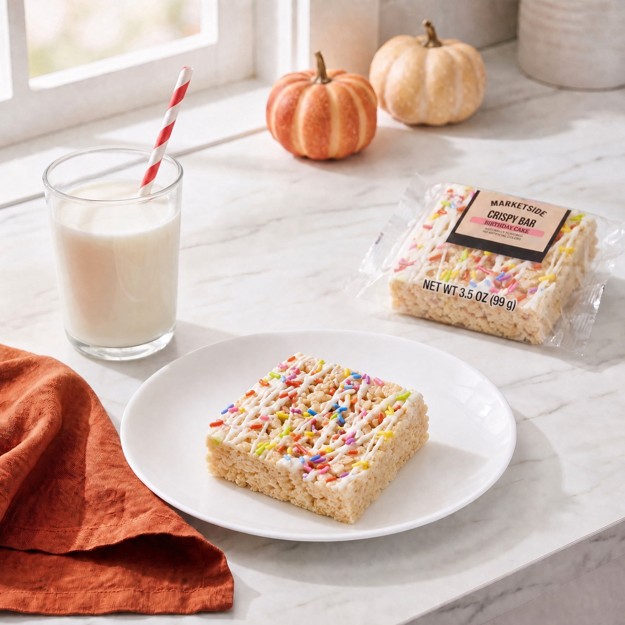 Marketside Birthday Cake Crispy Bar, 3.5oz, Regular, Instant, Flexible Film Bag