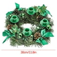 thumbnail image 2 of AuroraX Green Advent Wreath Candle Holder Christmas Candlestick Holders Romantic Rustic Elegant Vintage Decorative Candle Stand Valentines Day Table Centerpieces Dining Wedding Decor, 2 of 3