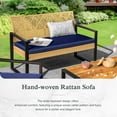 thumbnail image 2 of Alpha Joy 4 Piece Wicker Outdoor Patio Conversation Set, Yellow & Navy Blue, 2 of 10