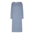 thumbnail image 4 of Women's Casual Dress, Long Sleeve Maxi Dress with Side Slit and Pockets, Striped Beach Dress, Round Neck Relaxed Fit, 4 of 6