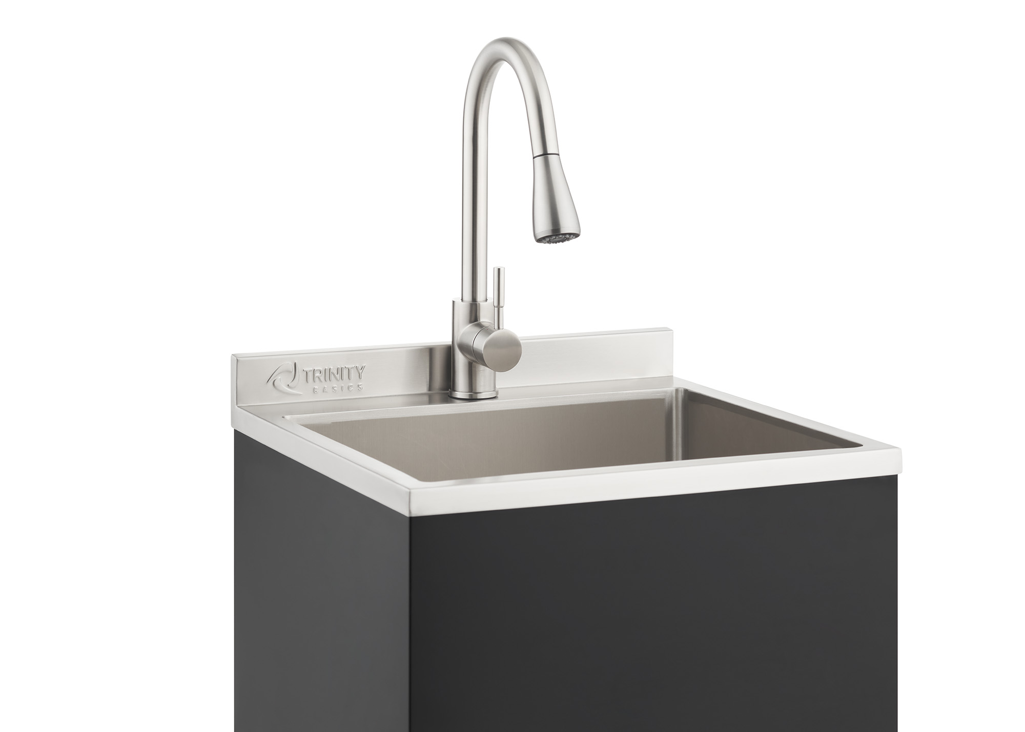 TRINITY BASICS | 18x16x13 Basin | Stainless Steel Utility Sink | NSF | w/ Pull-Out Faucet | Black