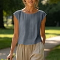 thumbnail image 6 of Aezemi Women Sleeveless Linen Cotton Tanks, Round Neck Lightweight Tank Shirt, Summer Fashion Comfy Tank Tops, 6 of 9
