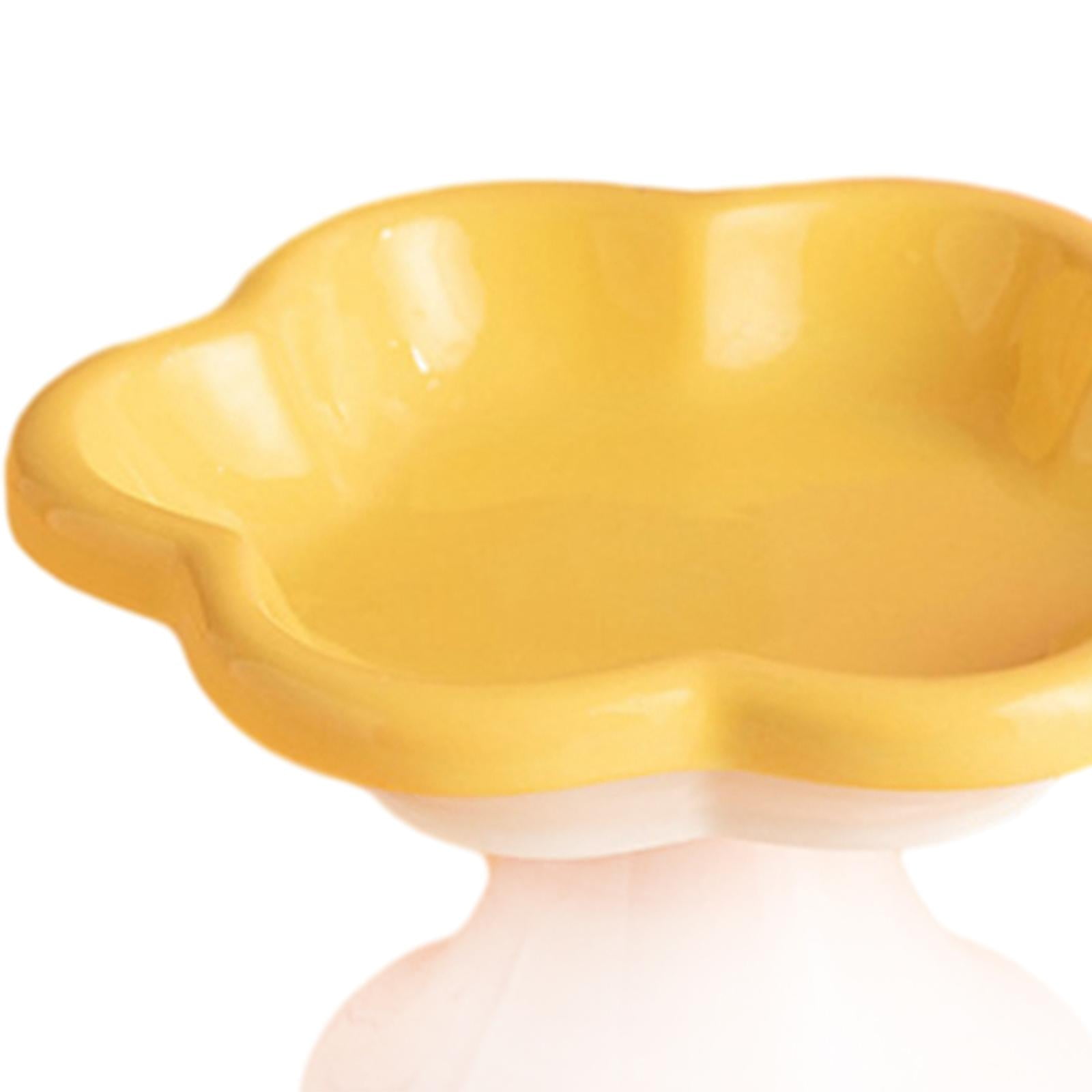 Bvdfgk Ceramic Raised Cat Bowls Food Feeding AntiSlip Water Bowl Puppy Bowls Cat Feeder Yellow