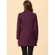 thumbnail image 4 of Abrigo De Invierno Elegante PaMujer Abrigo Largo De Un Solo Pecho Con Cuello Alto En Mitad Del Muslo Rojo púrpuM, 4 of 5