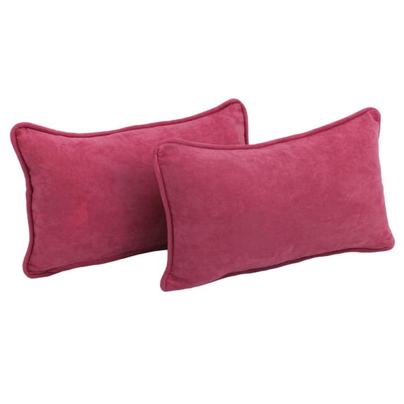 Blazing Needles 9811-CD-S2-MS-BB 20 x 12 in. Double-Corded Solid Microsuede Back Support Pillows with Inserts, Bery Berry - Set of 2