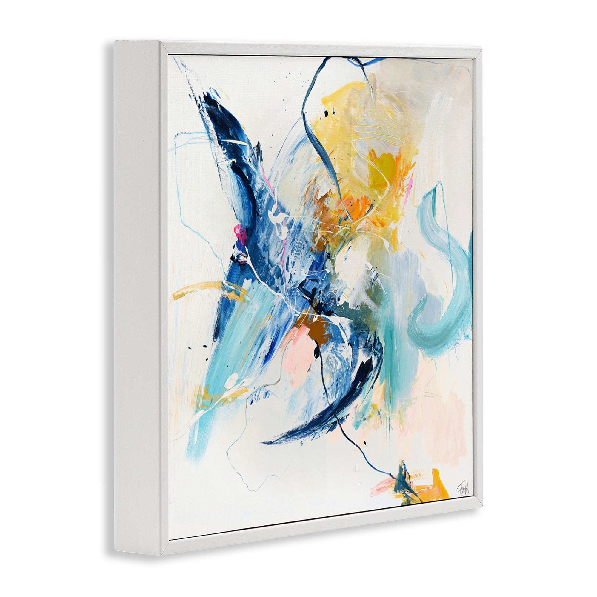Confident Blue Abstraction White Framed Giclee Art, design by Design Fabrikken