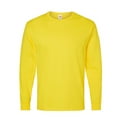 thumbnail image 5 of Hanes Essential-T Men's Long Sleeve T-Shirt | Soft Crew Neck 100 Cotton Tee, Athletic Yellow, S, 5 oz, 5 of 5