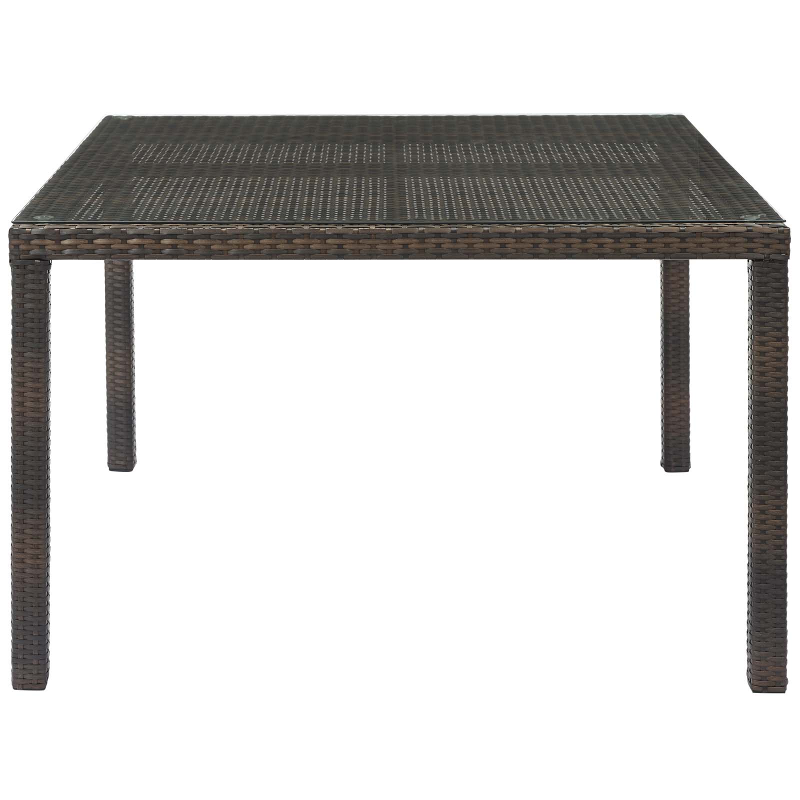 Modern Contemporary Urban Design Outdoor Patio Balcony Garden Furniture Lounge Dining Table, Rattan Wicker Glass, Brown - image 3 of 3