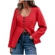 thumbnail image 3 of Tops de trabajo para mujer,Chaqueta tipo cárdigan con cuello en U para mujer, chaqueta de manga larga con botones, top de punto informal para usar en casa, sopatenor, 3 of 8