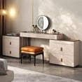 thumbnail image 5 of Lartis Makeup Vanity with Stool, Very Easy to Assemble,Retractable TV Cabinet Combination, Dressing Table Desk in one, Super Storage, 5 of 6