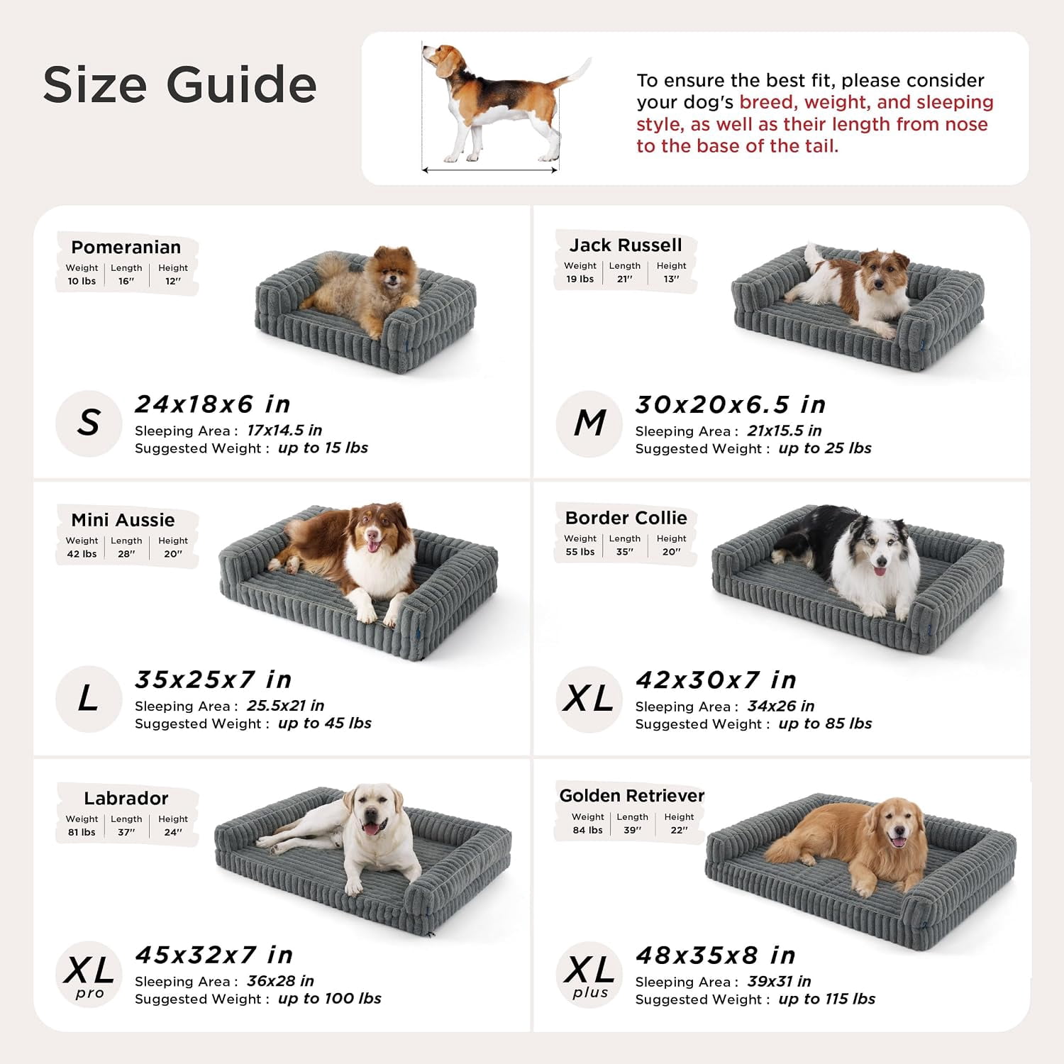 ComfyFleece™ Orthopedic Dog Beds for Extra Large Dogs, Waterproof Memory Foam XL Pet Bed with Sides, Non-Slip and Egg-Crate Foam Big Dog Couch Sofa with Washable Corduroy Cover, Grey