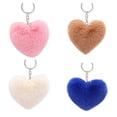 thumbnail image 3 of Ludlz Fluffy Love Heart Keychain Key Ring Pendant Handbag Bag Faux Fur Wallet Decor, 3 of 7