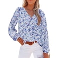thumbnail image 1 of ORUYROP Blouses Décontractées Boho à Imprimé Floral Col en V Manches Longues Amples pour Femmes, 1 of 6