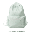 thumbnail image 2 of Floral School Backpack, Cute Aesthetic Backpack with Zippered Side Pocket, Waterproof Bookbag for Middle School College, Green, 2 of 10