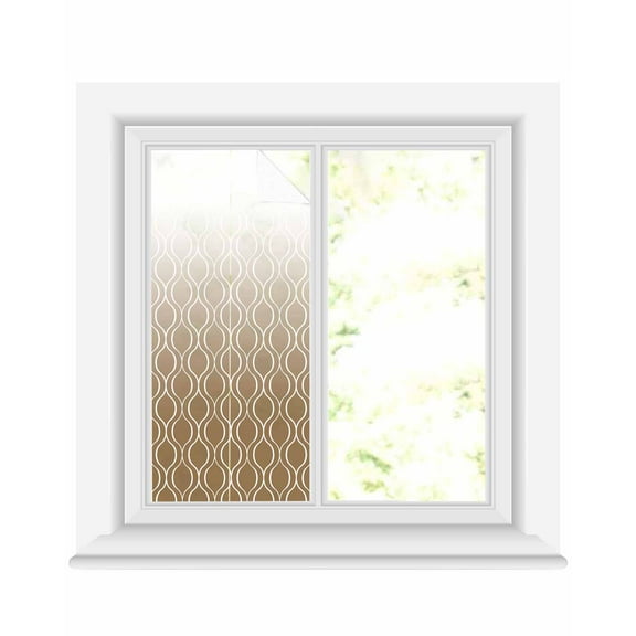 Window Privacy Film Brown Moroccan Abstract Stained Glass Window Film Decorative Sun Block Window Cover Geometric Gradient Modern Art Window Clings Static Adhesive Sticker for Bathroom 19.6"x39.3"