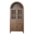 thumbnail image 4 of HIUU Farmhouse Kitchen Pantry Storage Cabinet,Arched Pantry Cabinet with Doors and Drawers,China Cabinets with Glass Doors,Dining Room Hutch(Walnut Brown), 4 of 5