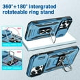 thumbnail image 4 of Case for iPhone 14 Pro Max Case with Slide Camera Cover, 360°Magnetic Ring Kickstand Upgraded Military Grade Shockproof Case with Magnetic Car Mount Holder for iPhone 14 Pro Max 6.7”- Cyan Blue, 4 of 17