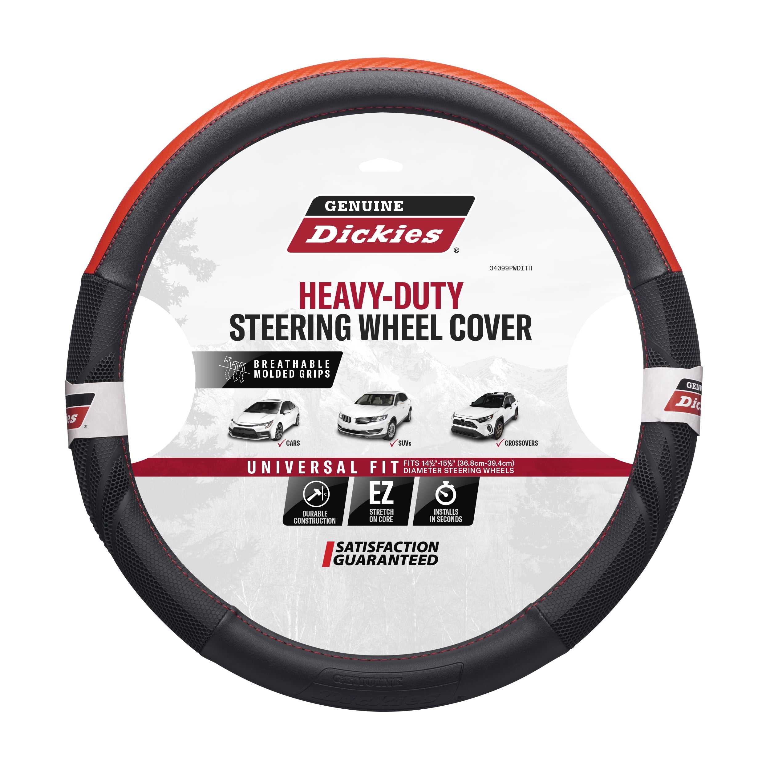 Genuine Dickies Black-Red Carbon Fiber Dura Grip Steering Wheel Cover 34099PWDI
