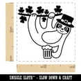thumbnail image 2 of Saint Patrick's Day Sloth Lucky Irish Drinking Beer Self-Inking Rubber Stamp Ink Stamper - Sky Blue Ink - Small 1 Inch, 2 of 7