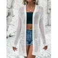 thumbnail image 4 of Women's Crochet Bell Sleeve Cropped Cardigan Button Down See Through Lightweight Sweater Knitted Top, 4 of 6