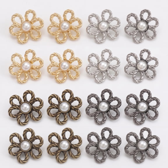 8 Sets Flower Pant Waist Tightener, Adjustable No Sew Waist Buckle Clips, Detachable Decorative Pins for Loose Jeans Pants Skirts Sleeves 0.39 in × 0.39 in