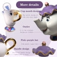 thumbnail image 4 of Set de teteras Gzhaituosi La Bella y la Bestia Mrs Potts Chip, 4 of 7