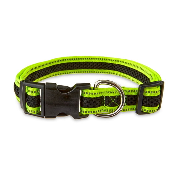 Vibrant Life Reflective Adjustable Dog Collar, Neon Yellow and Black, LG