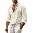 thumbnail image 6 of QATAINLAV Men's Casual Tops Long Sleeve Cotton Gauze Shirts Solid Buttons Down Collared Summer Beach Hippie Shirts Beige L, 6 of 9