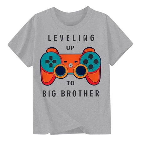AWZXDE Boys Casual Round Neck T-Shirt Comfortable Outdoor Wear For Everyday Summer Adventures And Versatile Kids Apparel Grey 1-2Years