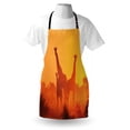 thumbnail image 4 of Giraffe Apron, Sunset with Indigenous Animals Photo, Unisex Kitchen Bib with Adjustable Neck for Cooking Gardening, Adult Size, Orange Burnt Orange, by Ambesonne, 4 of 4